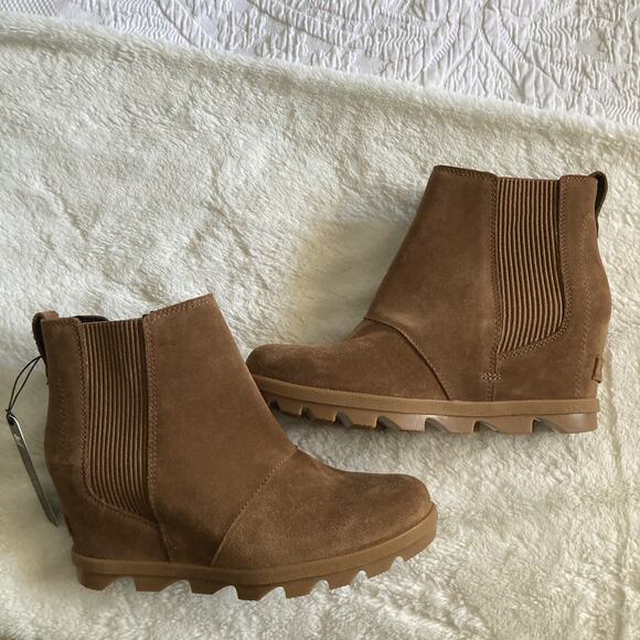 Sorel Joan Of Arctic Wedge Chelsea Boot Brown Suede Waterproof Ankle 8.5 - Picture 6 of 13